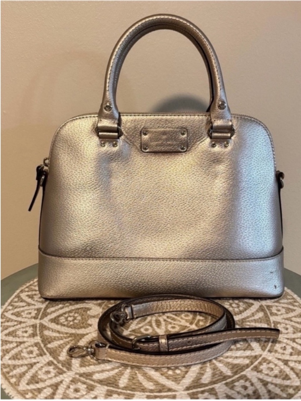 Kate Spade Metallic Golden Dome Handbag with Removable Strap